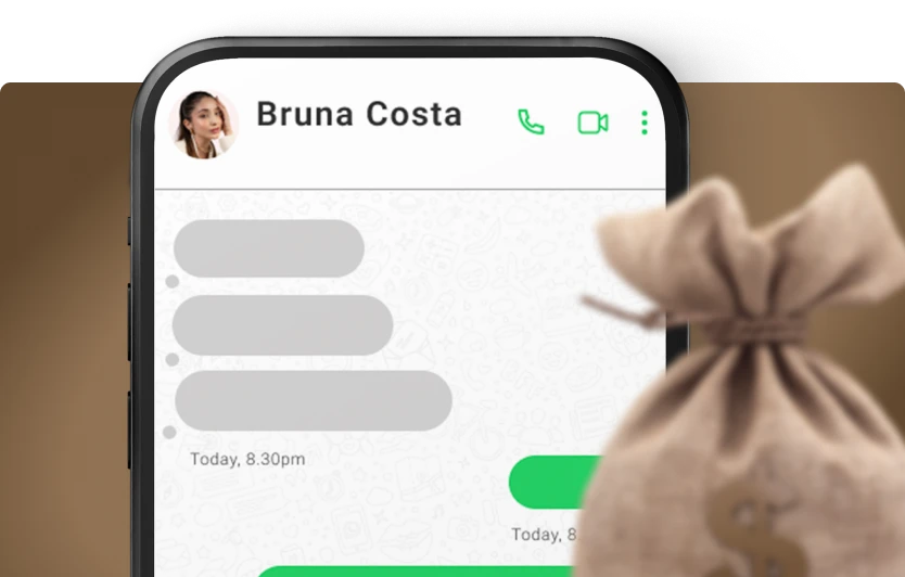Conversa de WhatsApp com um dos scripts prontos
